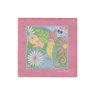 Frida Kahlo Parrot Graphic Stone Magnet