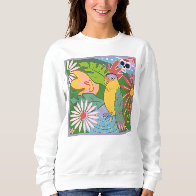 Frida Kahlo Parrot Graphic Sweatshirt (Front)