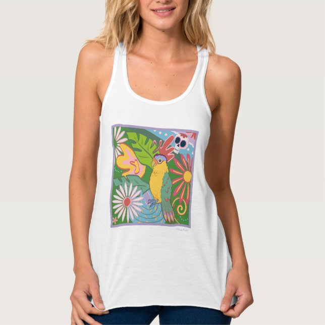 Frida Kahlo Parrot Graphic Tank Top (Front)