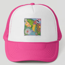 Frida Kahlo Parrot Graphic Trucker Hat