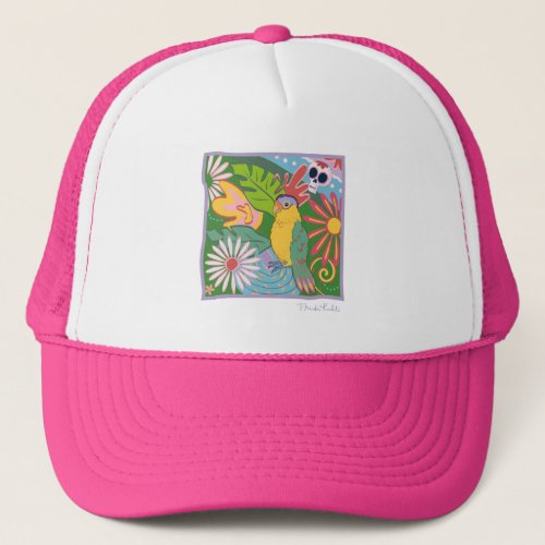 Frida Kahlo Parrot Graphic Trucker Hat