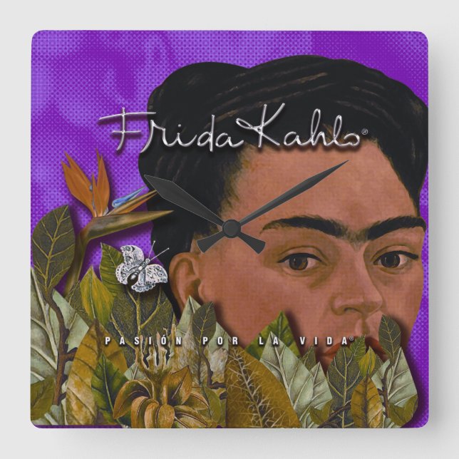 Frida Kahlo Pasion Por La Vida Square Wall Clock (Front)