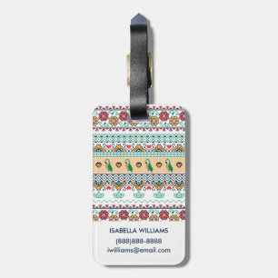 Frida Kahlo Patrón de Colores Luggage Tag