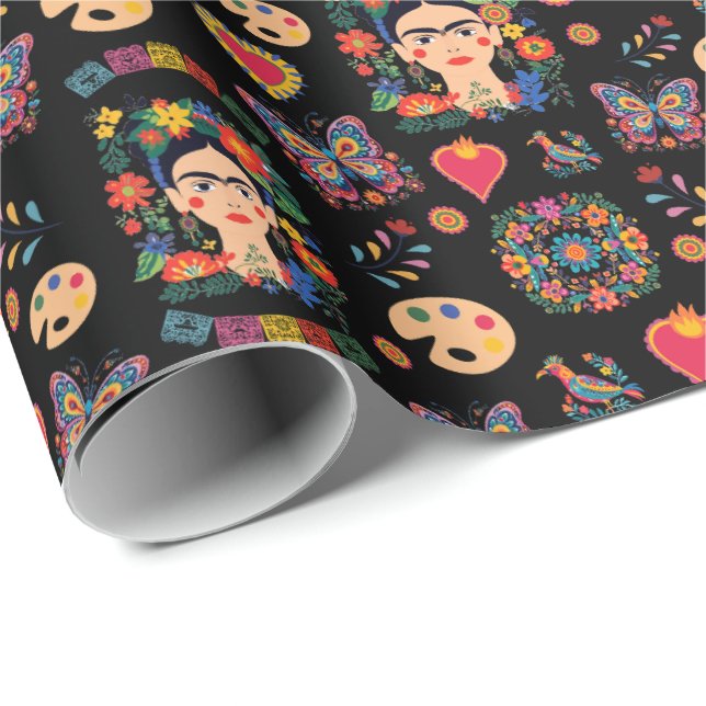 Frida Kahlo Pattern, Mexico, Artist Gift Wrapping Paper (Roll Corner)