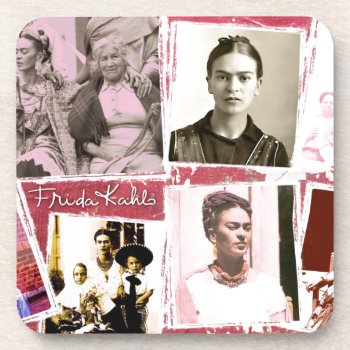 Frida Kahlo Photo Montage Beverage Coaster by fridakahlo at Zazzle