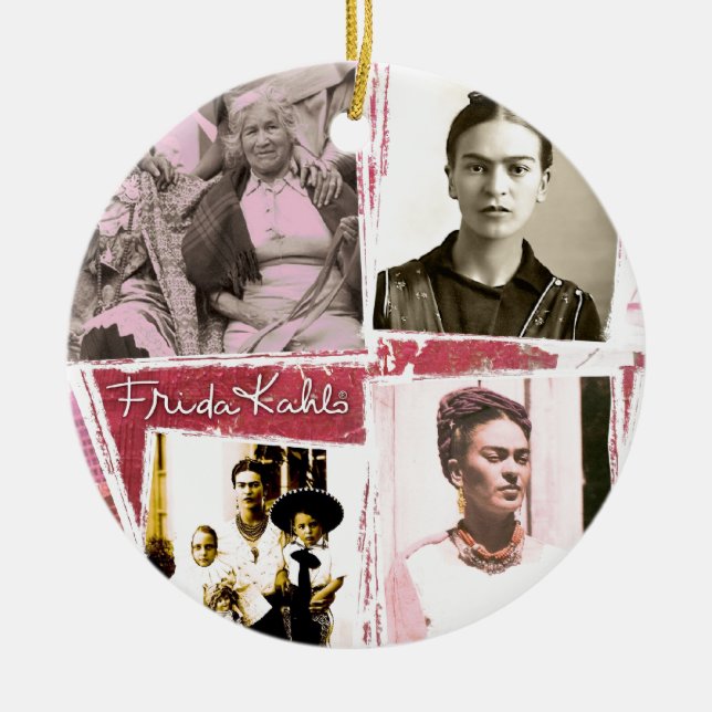 Frida Kahlo Photo Montage Ceramic Ornament (Front)