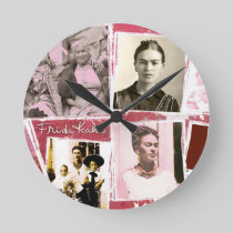 Frida Kahlo Photo Montage Round Clock