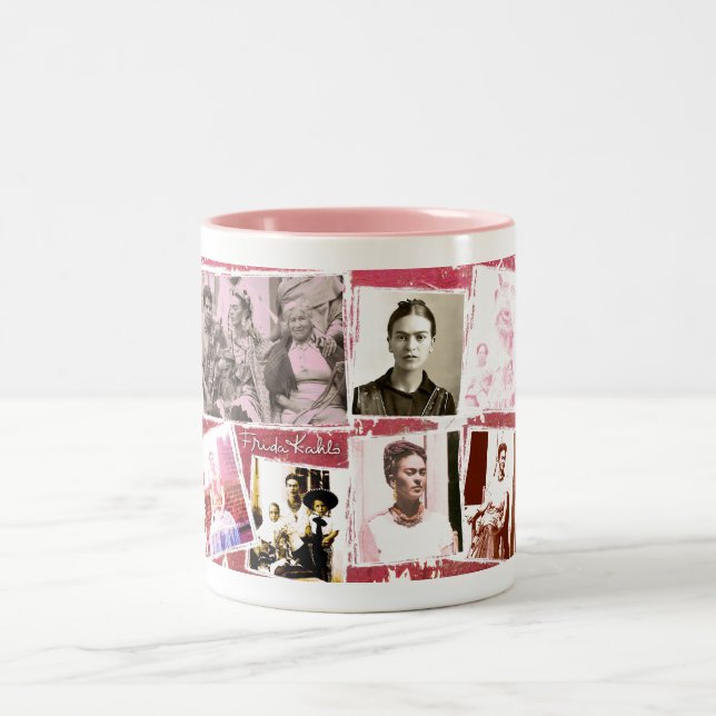 Frida Kahlo Photo Montage Two-Tone Coffee Mug (Center)