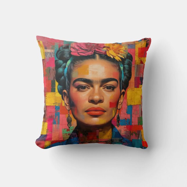 Frida Kahlo Pillow, Cushion, Frida Decor Throw Pillow (Front)