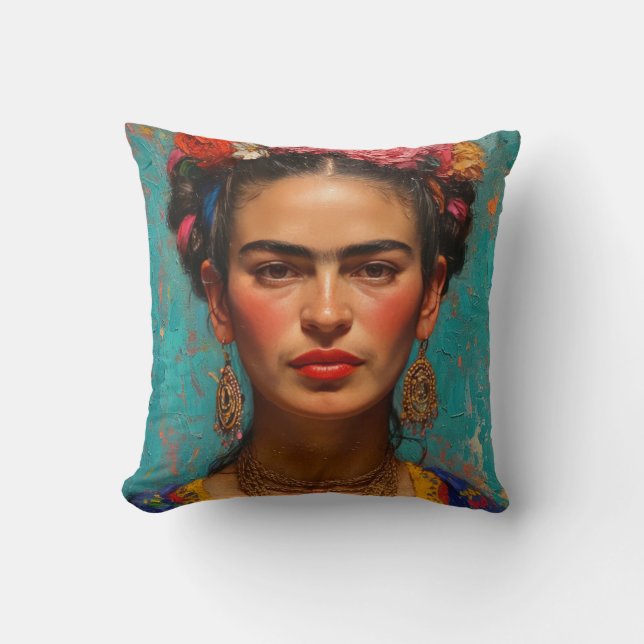 Frida Kahlo Pillow, Cushion, Frida Decor Throw Pillow (Front)