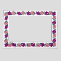 Frida Kahlo Pink and Purple Floral Border Photo Magnetic Frame