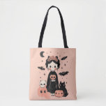 Frida Kahlo Pink Pasteloween Spooky Cute Halloween Tote Bag