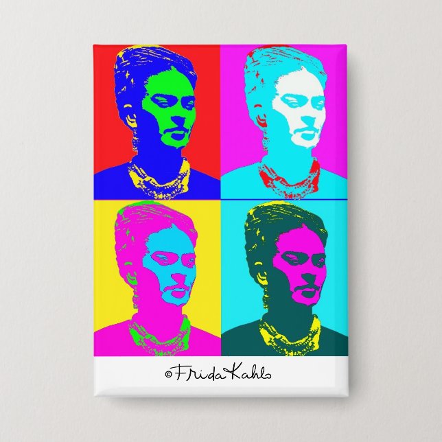Frida Kahlo Pop Art Portrait Button (Front)