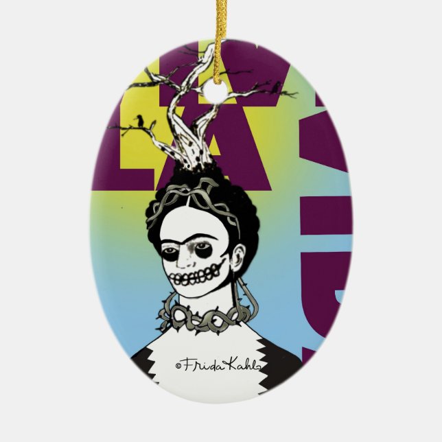Frida Kahlo Pop Art Portrait Ceramic Ornament (Front)