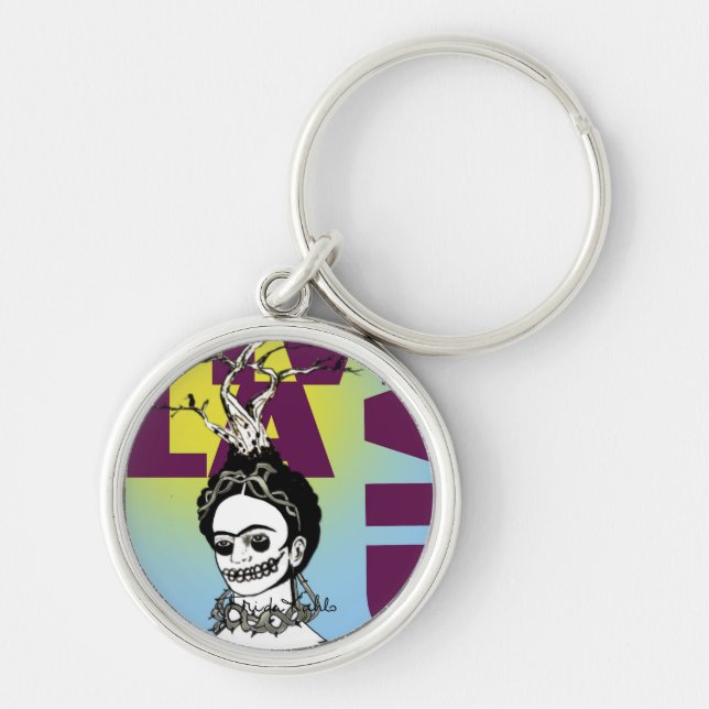 Frida Kahlo Pop Art Portrait Keychain (Front)