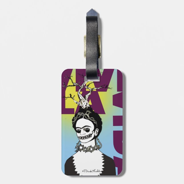 Frida Kahlo Pop Art Portrait Luggage Tag (Back Vertical)