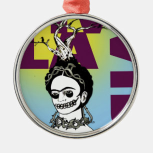 Frida Kahlo Pop Art Portrait Metal Ornament