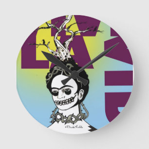 Frida Kahlo Pop Art Portrait Round Clock