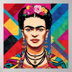 Frida Kahlo Pop Art Portrait – Vibrant Colors Poster