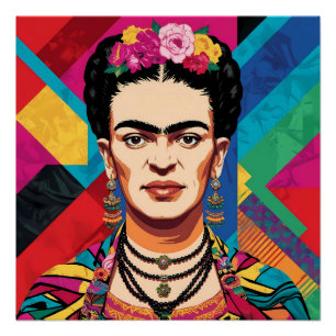 Frida Kahlo Pop Art Portrait – Vibrant Colors Poster