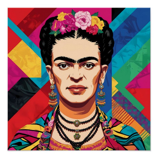 Frida Kahlo Pop Art Portrait – Vibrant Colors  Poster (Front)