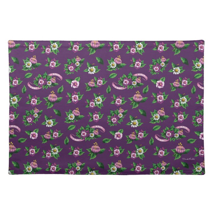 Frida Kahlo | Purlpe Floral Bouquet Pattern Cloth Placemat | Zazzle.com