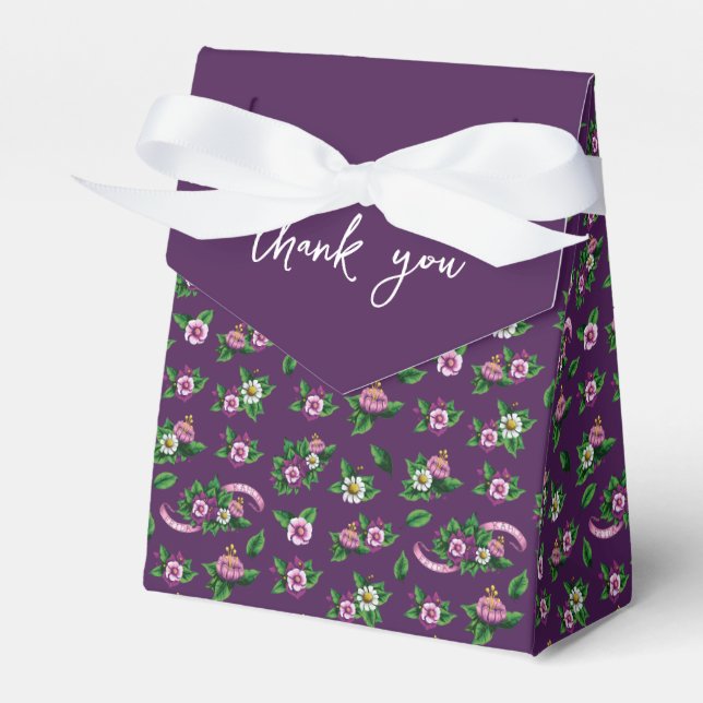 Frida Kahlo | Purlpe Floral Bouquet Pattern Favor Boxes (Front Side)