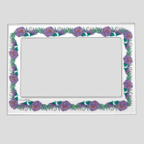 Frida Kahlo Purple Floral Border Photo Magnetic Frame