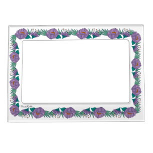 Frida Kahlo Purple Floral Border Photo Magnetic Frame