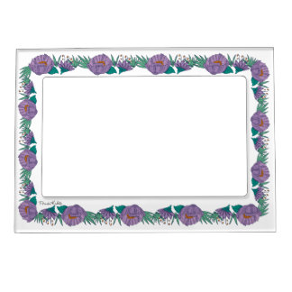 Frida Kahlo Purple Floral Border Photo Magnetic Frame