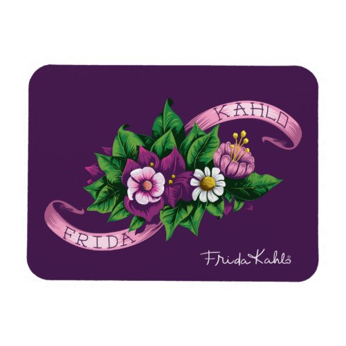 Frida Kahlo  Purple Floral Bouquet Magnet