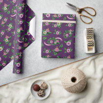 Frida Kahlo | Purple Floral Bouquet Pattern Wrapping Paper