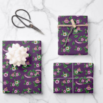Frida Kahlo | Purple Floral Bouquet Pattern Wrapping Paper Sheets