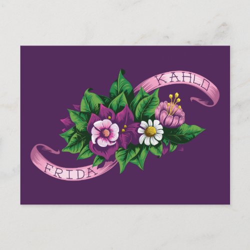 Frida Kahlo  Purple Floral Bouquet Postcard