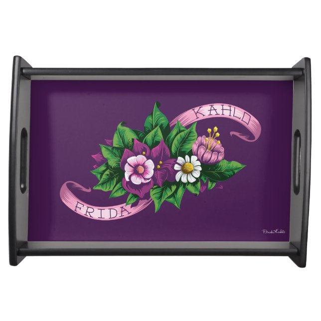 Frida Kahlo | Purple Floral Bouquet Serving Tray (Front)