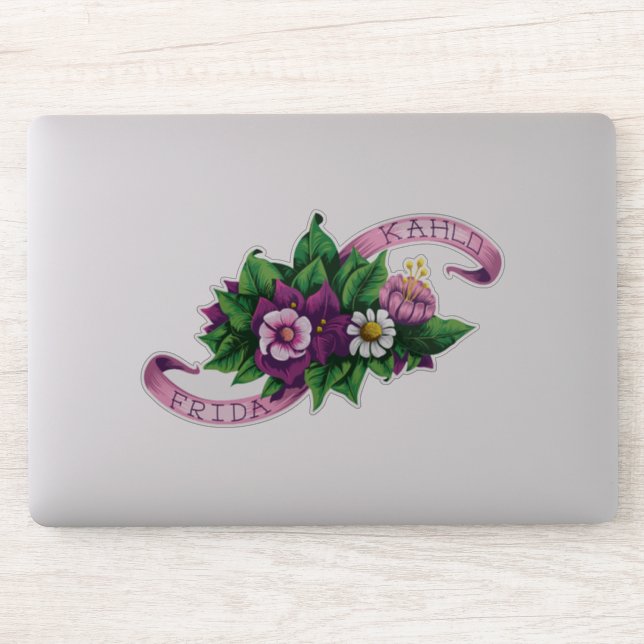 Frida Kahlo | Purple Floral Bouquet Sticker (Computer)