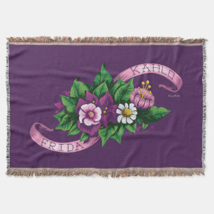 Frida Kahlo Purple Floral Bouquet Throw Blanket