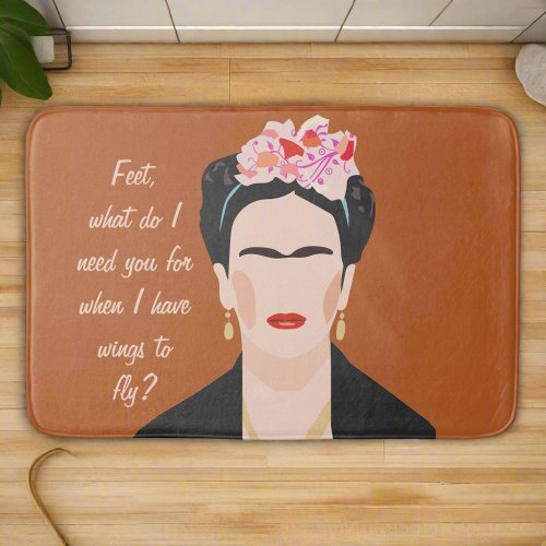 Frida Kahlo Quote Portrait l Modern Contemporary Bath Mat