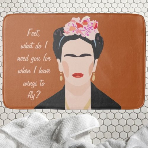 Frida Kahlo Quote Portrait l Modern Inspirational Bath Mat