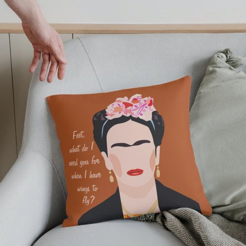 Frida Kahlo Quote Portrait Unique Stylish Artwork Throw Pillow