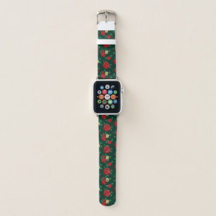 Frida Kahlo Red and Gold Rose Pattern Apple Watch Band