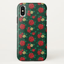 Frida Kahlo | Red and Gold Rose Pattern iPhone X Case