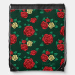 Frida Kahlo | Red and Gold Rose Pattern Drawstring Bag
