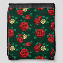 Frida Kahlo | Red and Gold Rose Pattern Drawstring Bag