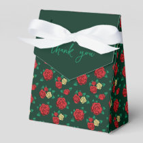 Frida Kahlo | Red and Gold Rose Pattern Favor Boxes