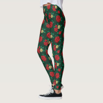 Frida Kahlo | Red and Gold Rose Pattern Leggings