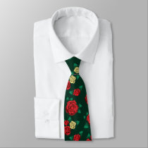 Frida Kahlo | Red and Gold Rose Pattern Neck Tie