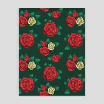 Frida Kahlo | Red and Gold Rose Pattern Postcard