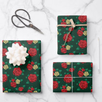 Frida Kahlo | Red and Gold Rose Pattern Wrapping Paper Sheets