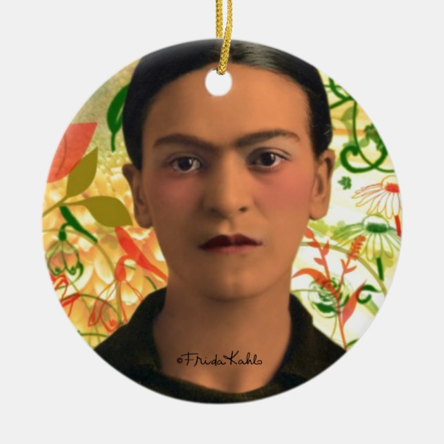Frida Kahlo Reflejando Ceramic Ornament (Front)